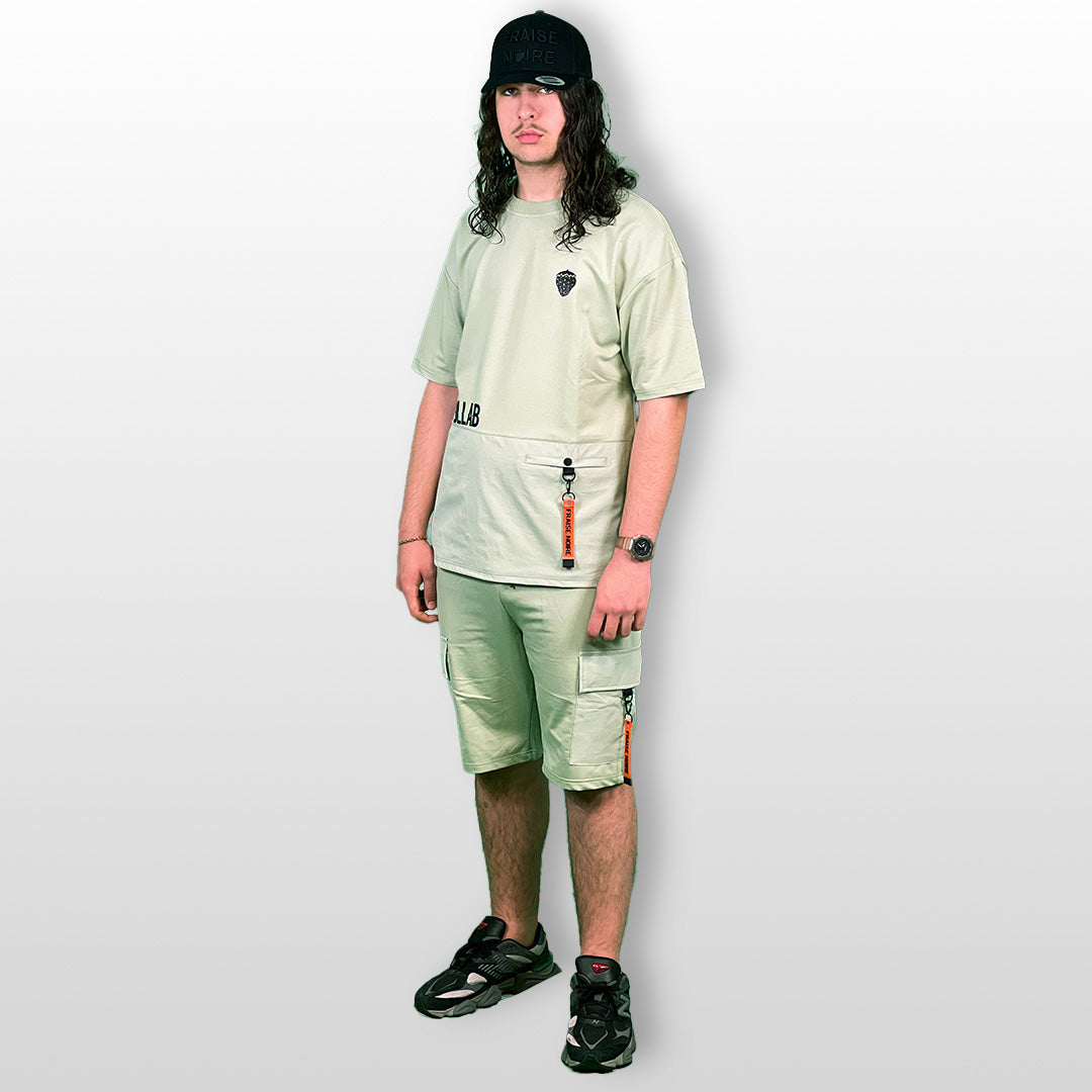 Ensemble T-shirt & Short "NOT COLLAB" Vert olive