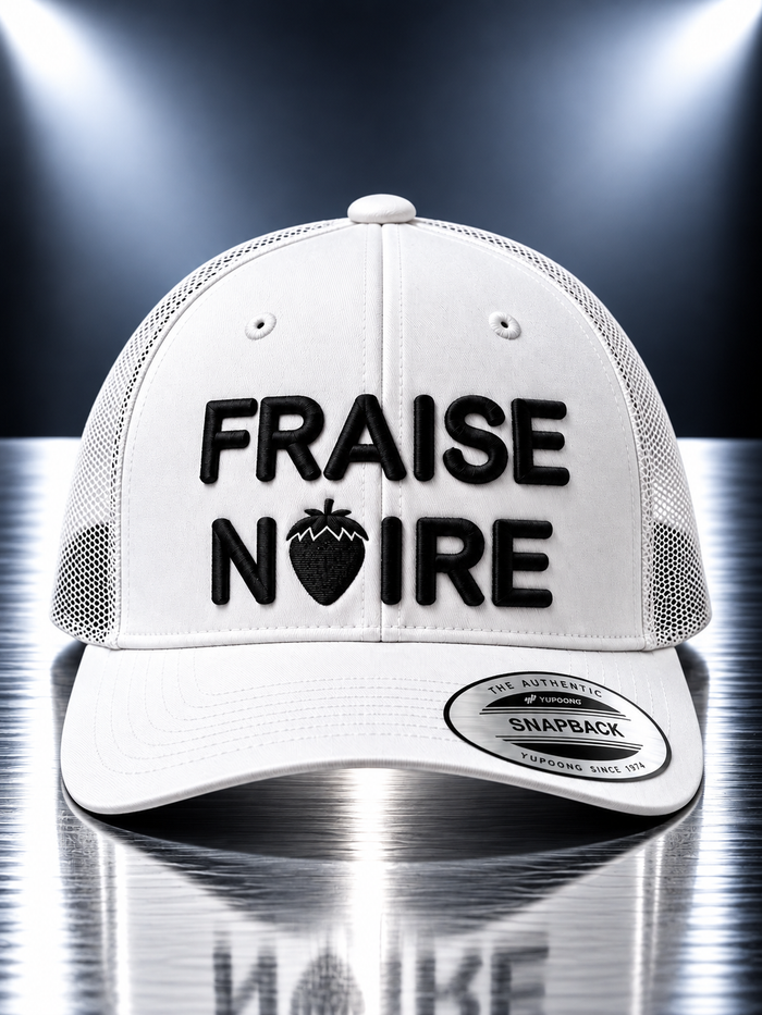 Casquette Brodée 3D ajustable White — Fraise Noire