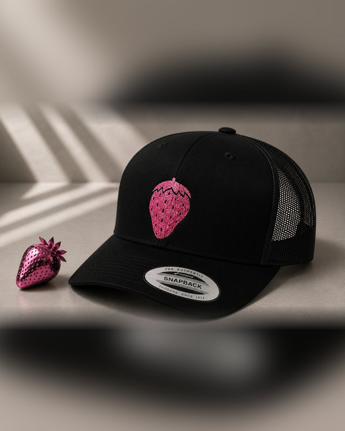 Casquette Fraise Rose Paillettes — vue 1