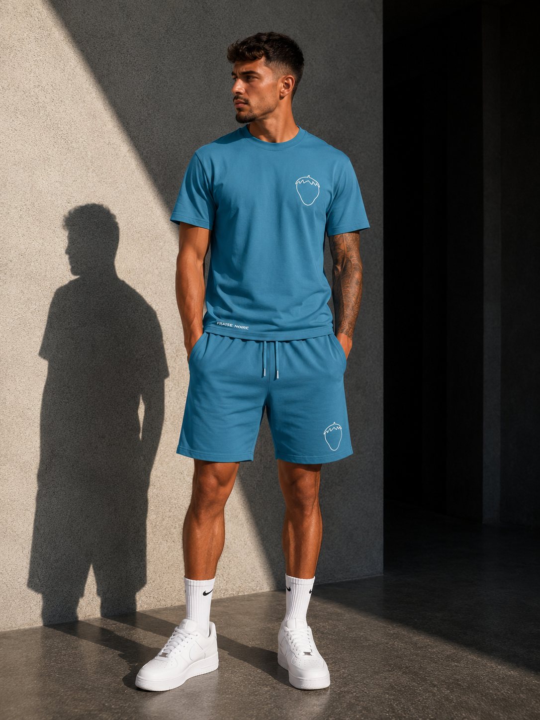 Ensemble T-shirt & Short "Doodle" Bleu Pétrole — vue 1