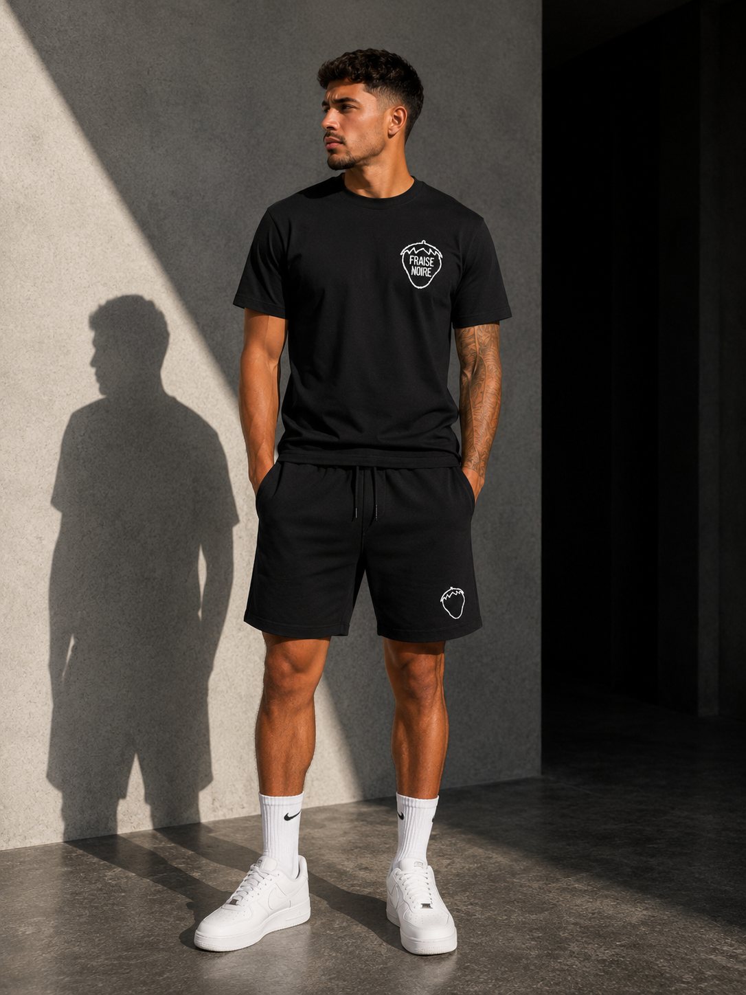 Ensemble T-shirt & Short "Doodle" Noir — vue 1