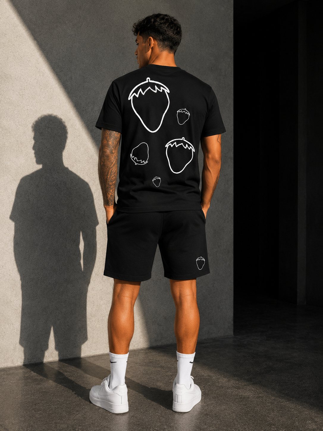 Ensemble T-shirt & Short "Doodle" Noir — vue 2