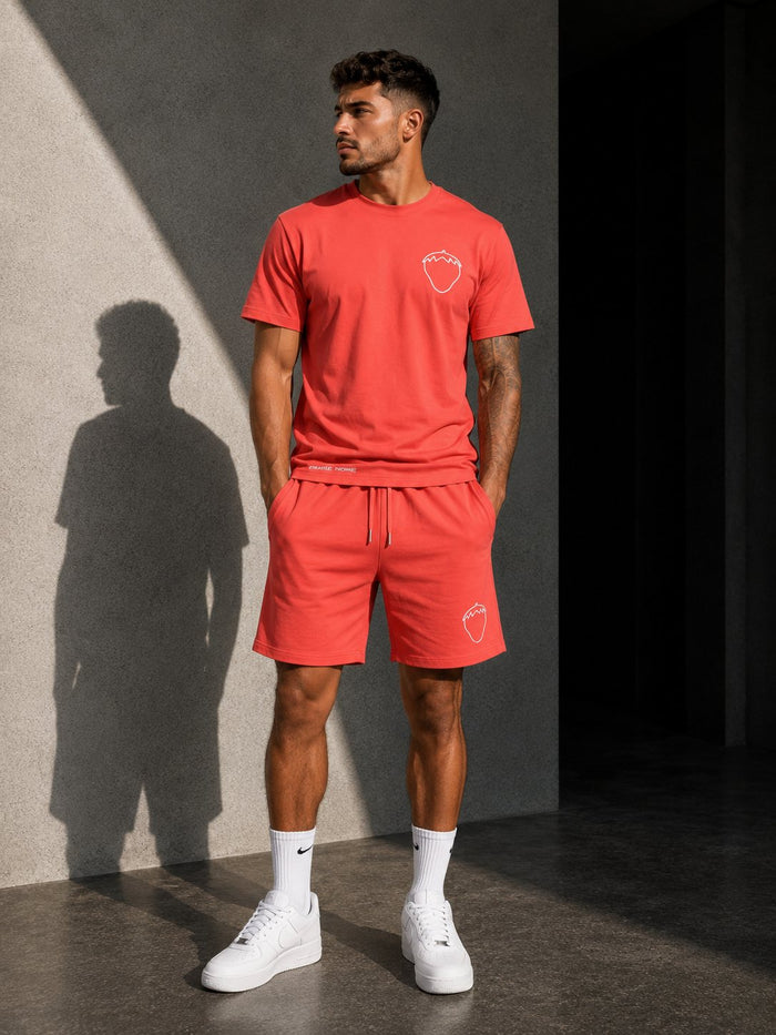 Ensemble T-shirt & Short "Doodle" Rouge Fraise