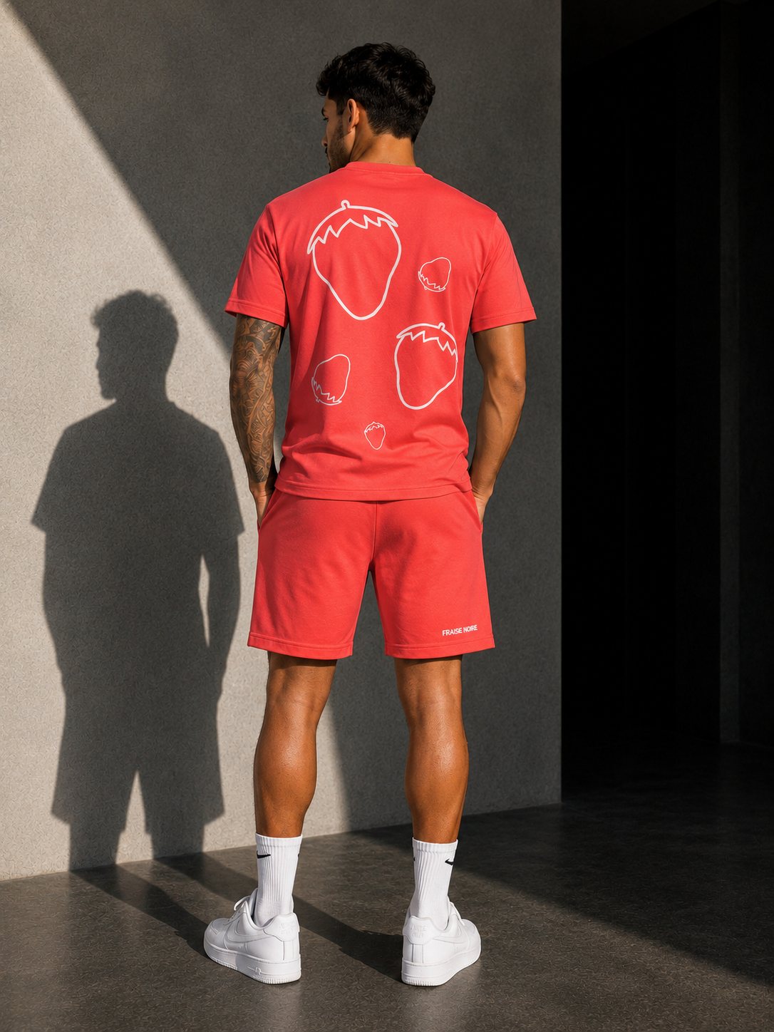 Ensemble T-shirt & Short "Doodle" Rouge Fraise — vue 2