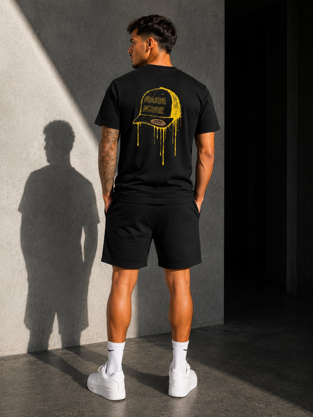 Ensemble T-shirt & Short "Drip" Noir — vue 2