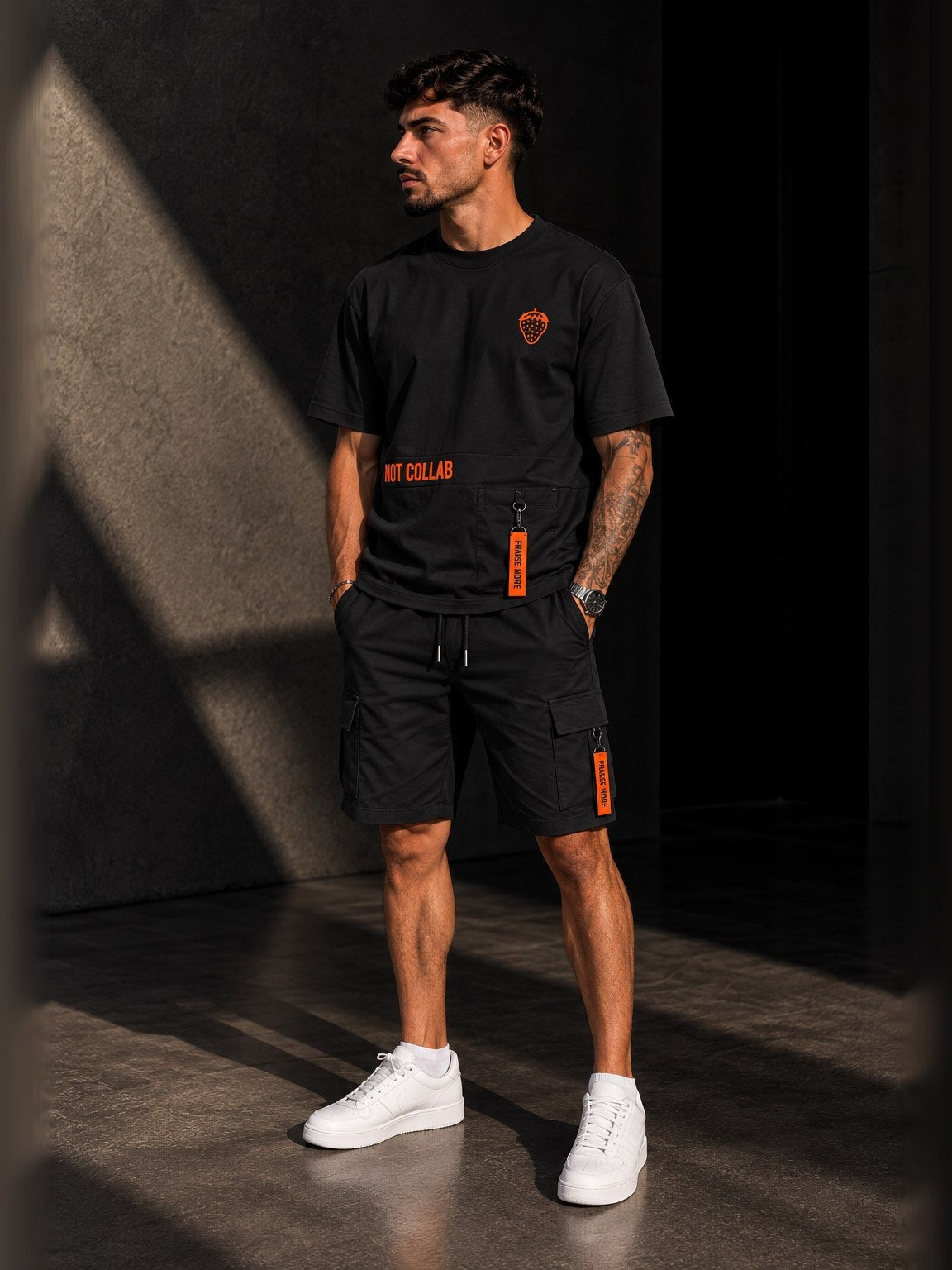 Ensemble T-shirt & Short "NOT COLLAB" Noir — vue 1