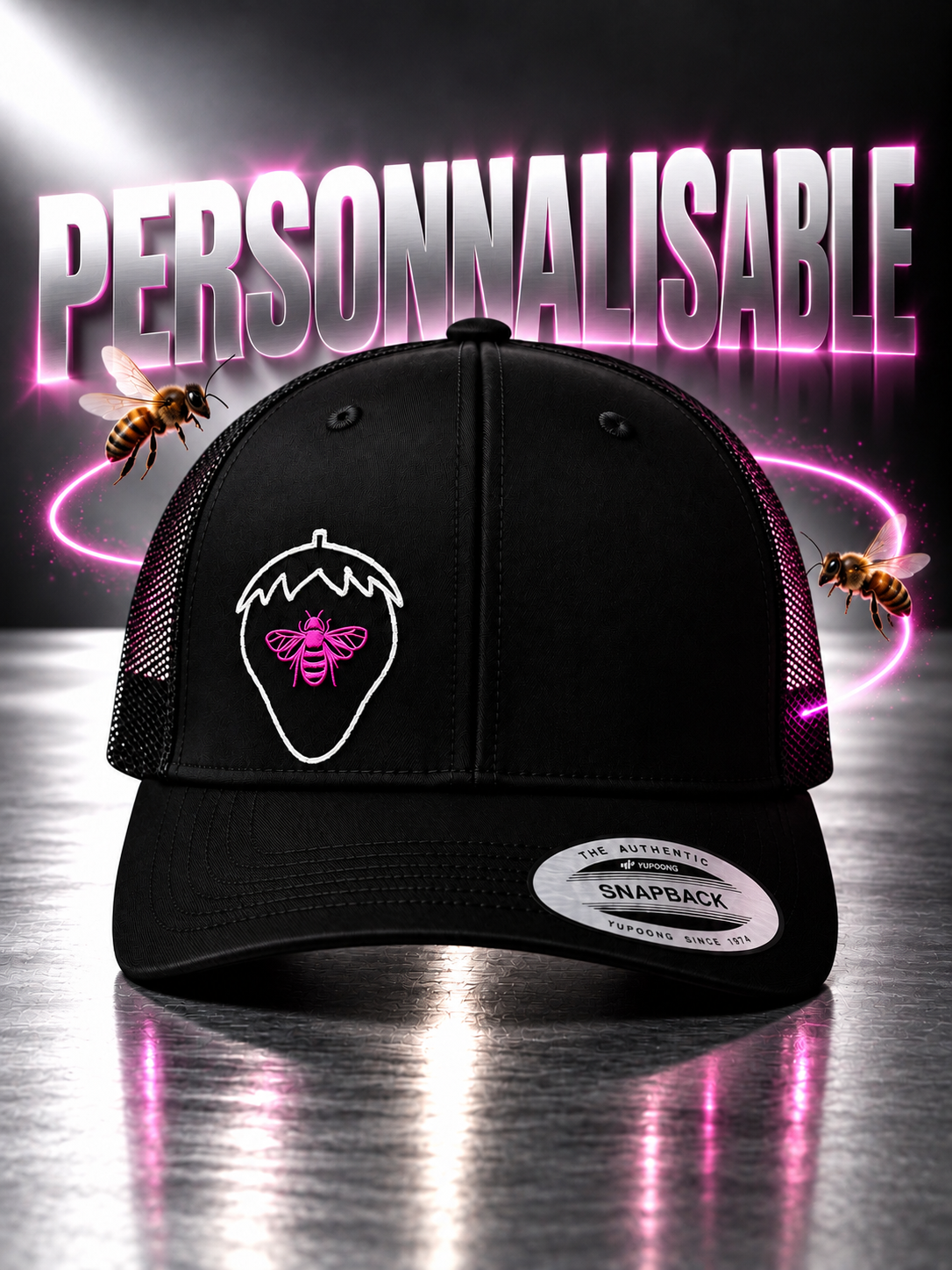 Casquette Personnalisable Fraise Noire — vue 5