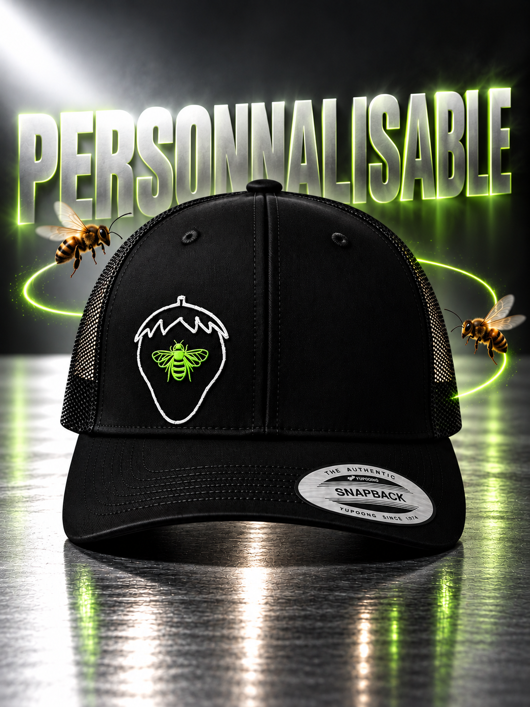 Casquette Personnalisable Fraise Noire — vue 4
